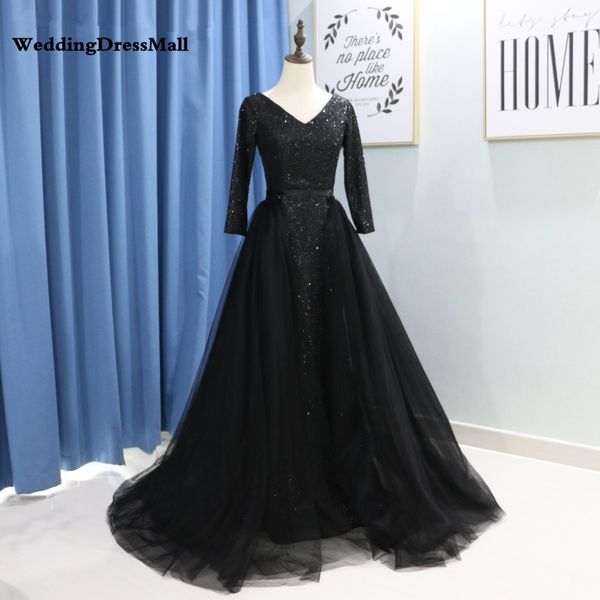 glitter black sequin long sleeves evening dress with detachable skirt v-neck elegant arabic muslim long prom formal dresses 2021, Black;red
glitter black sequin long sleeves evening dress with detachable skirt v-neck elegant arabic muslim long prom formal dresses 2021, Black;red