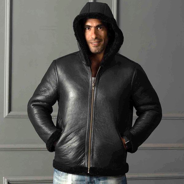 men's leather & faux hooded winter real fur 2021 sheepskin genuine men motorcycle jacket slim fit wool liner coat, Black
men's leather & faux hooded winter real fur 2021 sheepskin genuine men motorcycle jacket slim fit wool liner coat, Black