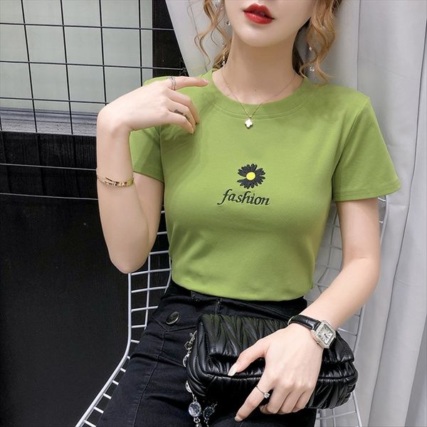 2020 ins super fire tight solid color daisy embroidered short-sleeved t-shirt women's fashion 2020 ins super fire tight solid color top, White
2020 ins super fire tight solid color daisy embroidered short-sleeved t-shirt women's fashion 2020 ins super fire tight solid color top, White
