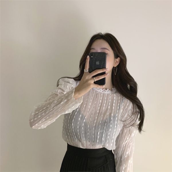 alien kitty elegance sweet chic korean light lace shirts 2020 o-neck office lady solid all match women streetwear brief blouses, White
alien kitty elegance sweet chic korean light lace shirts 2020 o-neck office lady solid all match women streetwear brief blouses, White