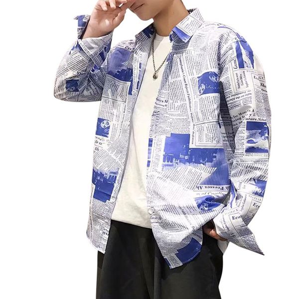 studyset men shirt long-sleeved newspaper pattern shirts casual vintage style lapel shirts printing color matching korean, White;black
studyset men shirt long-sleeved newspaper pattern shirts casual vintage style lapel shirts printing color matching korean, White;black