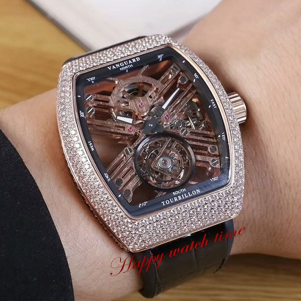 version v 45 s6 sqt skeleton date dial rose gold diamond case true tourbillon automatic movement mens watch black leather strap watches, Slivery;brown
version v 45 s6 sqt skeleton date dial rose gold diamond case true tourbillon automatic movement mens watch black leather strap watches, Slivery;brown