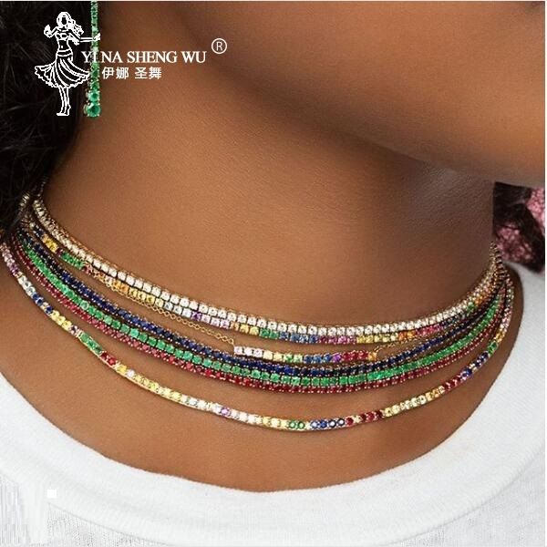 thin cz tennis chain necklace layer women choker various colors colorful cz gold color trendy necklace for women girl gifts 2020, Silver
thin cz tennis chain necklace layer women choker various colors colorful cz gold color trendy necklace for women girl gifts 2020, Silver