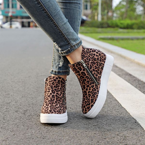 women autumn leopard ankle boots ladies height increasing platform woman plus size zip female short boot women's casual shoes, Black
women autumn leopard ankle boots ladies height increasing platform woman plus size zip female short boot women's casual shoes, Black