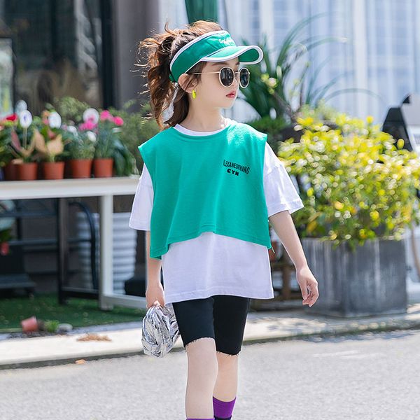 girls' summer wear 2020 new foreign style medium and big children's t girls' short sleeve sports two piece set shirt 6-15, Blue
girls' summer wear 2020 new foreign style medium and big children's t girls' short sleeve sports two piece set shirt 6-15, Blue