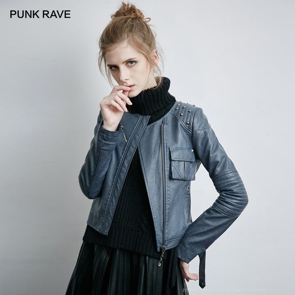 punk rave women's punk style blue pu jacket with rivet and zippers decorated handsome women coat, Black;brown
punk rave women's punk style blue pu jacket with rivet and zippers decorated handsome women coat, Black;brown