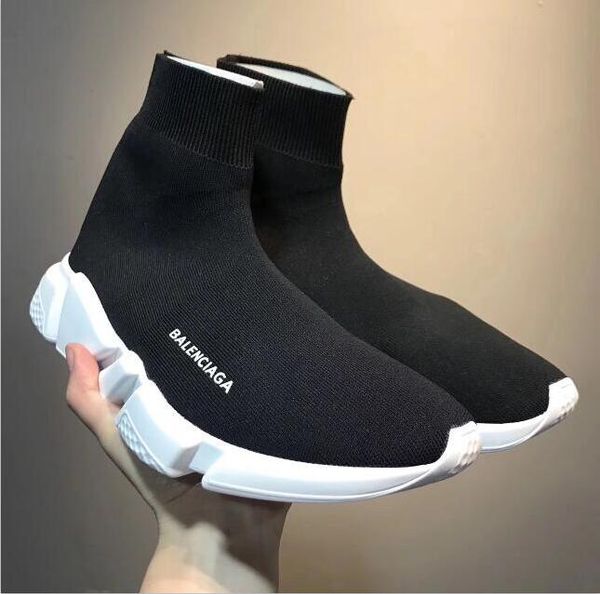 2019 luxury speed sock speed trainer casual shoes for men shoes speed stretch-knit shoes mid sneakers size40-45, Black