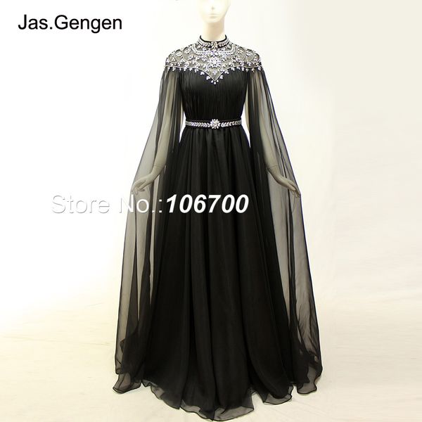 2018 arabian style crystal beading evening dresses full length sleeve black illusion high neck chiffon prom gown 1122, White;black
2018 arabian style crystal beading evening dresses full length sleeve black illusion high neck chiffon prom gown 1122, White;black