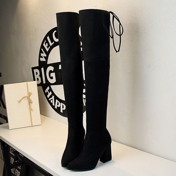 black boots thick heel over the knee boots shoes cuissardes talons suede botas mujer invierno 2019 high heel 
black boots thick heel over the knee boots shoes cuissardes talons suede botas mujer invierno 2019 high heel