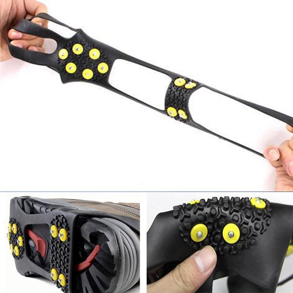 1 pair 10 studs anti-skid ice gripper spike winter climbing anti-slip snow spikes grips cleats over shoes covers crampon, Black;blue
1 pair 10 studs anti-skid ice gripper spike winter climbing anti-slip snow spikes grips cleats over shoes covers crampon, Black;blue