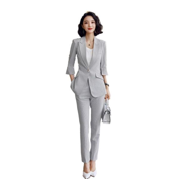 summer fine plaid lday office suit set high end elegant women's suits blazer with jacket trousers work wear pants 2 piece sets, White;black
summer fine plaid lday office suit set high end elegant women's suits blazer with jacket trousers work wear pants 2 piece sets, White;black