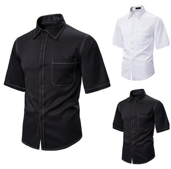 2020 men short sleeve pure color shirt open line design single breasted loose japan style cotton blend casual men shirt shirt xh28, White;black
2020 men short sleeve pure color shirt open line design single breasted loose japan style cotton blend casual men shirt shirt xh28, White;black