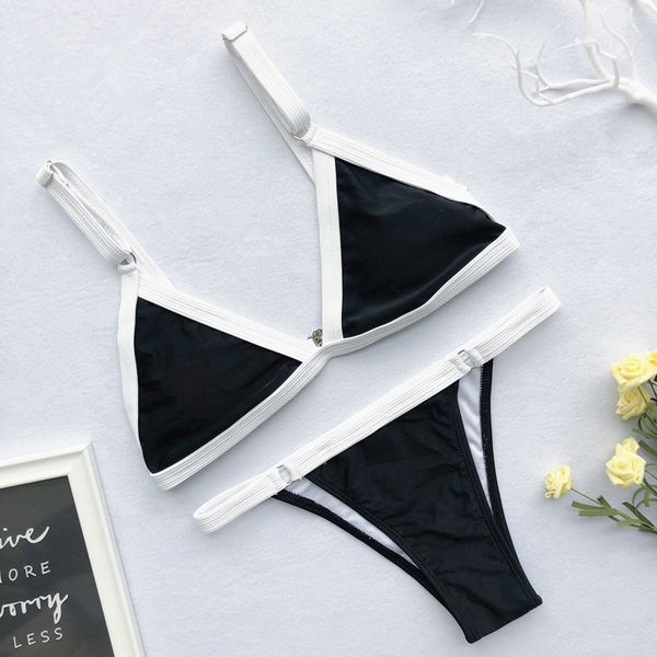 summer 2020 elastic band bikini set low waist bathing suit two piece women swimwear brazilian swimming suit triangle bather, White;black
summer 2020 elastic band bikini set low waist bathing suit two piece women swimwear brazilian swimming suit triangle bather, White;black
