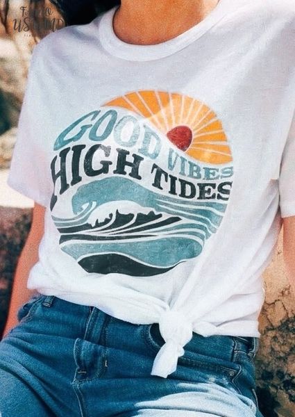 women harajuku t shirt good vibes high tides print t shirt short sleeve femme white aesthetic festival clothes
women harajuku t shirt good vibes high tides print t shirt short sleeve femme white aesthetic festival clothes