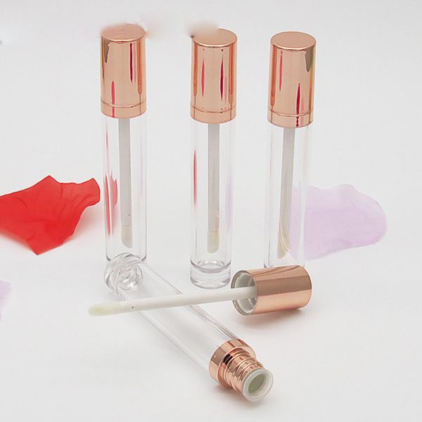 

5.5ml розовое золото Empty Lip Gloss Tube Clear Plastic Жидкая губная помада Контейнер круглой формы губ Глазурь возвратных бутылок