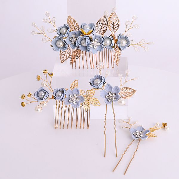 headwear blue flower hair comb hairpin set insert comb brides headwear child performance hair jewelry, Golden;white
headwear blue flower hair comb hairpin set insert comb brides headwear child performance hair jewelry, Golden;white