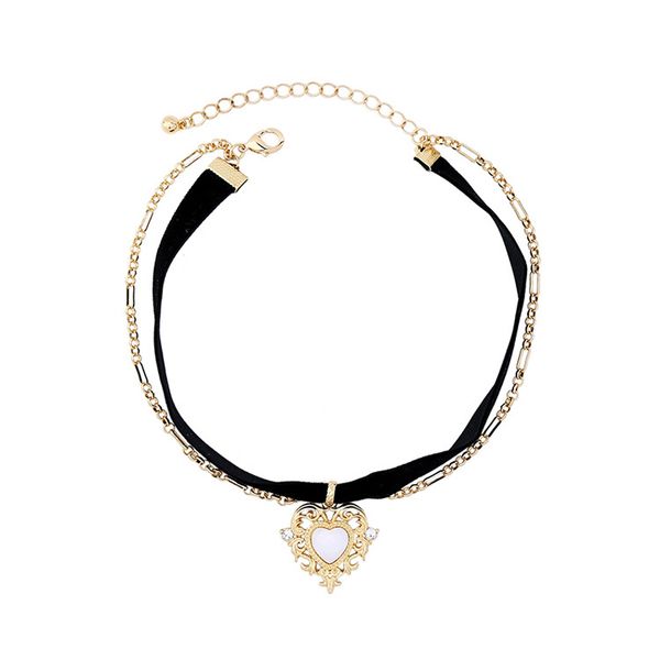 women's vintage velet choker neckalce double layer shell reinshone heart pendant velet alloy chian, Silver
women's vintage velet choker neckalce double layer shell reinshone heart pendant velet alloy chian, Silver