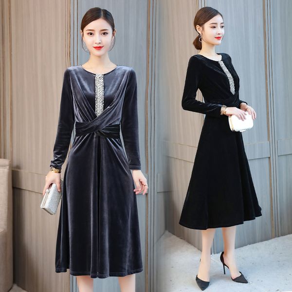 2019 spring black green velvet dress for women evening party dresses vintage elegant a-line robe femme vestidos vestido de festa, Black;gray
2019 spring black green velvet dress for women evening party dresses vintage elegant a-line robe femme vestidos vestido de festa, Black;gray