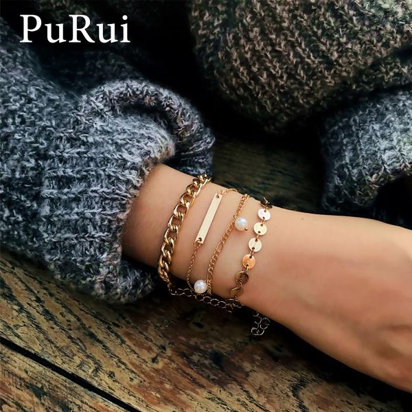 purui 4pcs/set imitation pearl charm bracelets for women multilayer bohemian silver gold color link chain bracelets bangles, Black
purui 4pcs/set imitation pearl charm bracelets for women multilayer bohemian silver gold color link chain bracelets bangles, Black