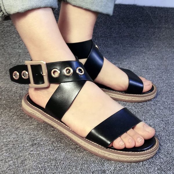 a- line with sandals women's 2019 summer new style straw versatile straight-line buckle casual rome sandals, Black
a- line with sandals women's 2019 summer new style straw versatile straight-line buckle casual rome sandals, Black