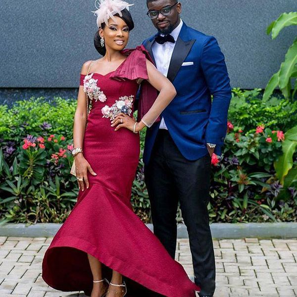 mermaid prom dresses burgundy high low formal party dress handmade flowers one shoulder africa chic evening gowns, Black
mermaid prom dresses burgundy high low formal party dress handmade flowers one shoulder africa chic evening gowns, Black