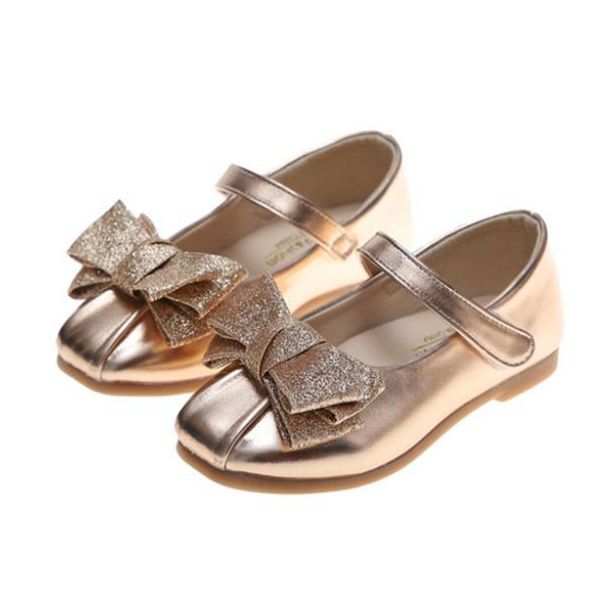 girls leather shoes 2020 new autumn children' soft sole with bow shallow mouth single shoes little girl princess, Black;grey