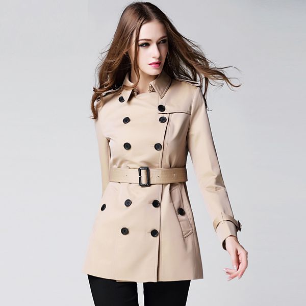 women's trench coats factory price cotton coat with d-ring belt double-breaste overcoat b brand logos buttons female, Tan;black
women's trench coats factory price cotton coat with d-ring belt double-breaste overcoat b brand logos buttons female, Tan;black