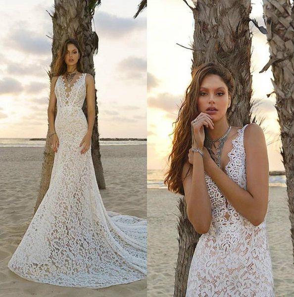 2018 rish mermaid wedding dresses vestidos de noiva v neck backless lace bridal gowns bohemia beach wedding dress, White
2018 rish mermaid wedding dresses vestidos de noiva v neck backless lace bridal gowns bohemia beach wedding dress, White