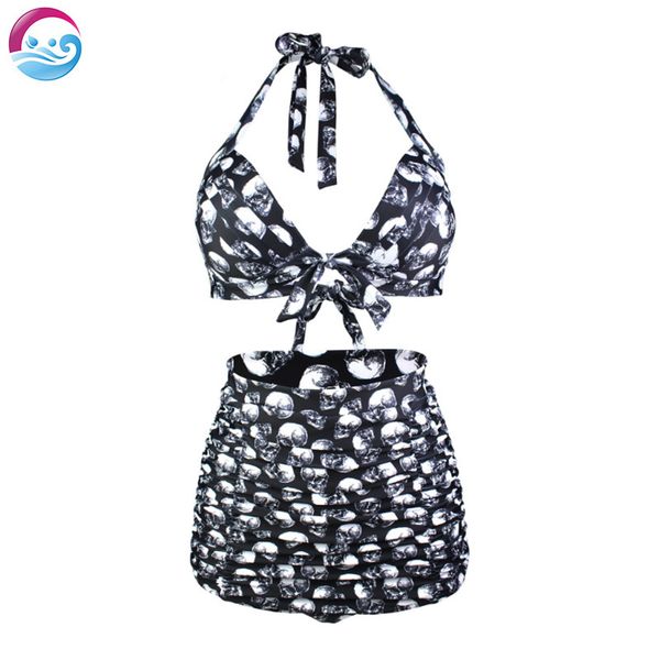 european and american skull swimsuit high waist large size strap split two-piece foreign trade swimsuit cross-border no steel ring, White;black
european and american skull swimsuit high waist large size strap split two-piece foreign trade swimsuit cross-border no steel ring, White;black