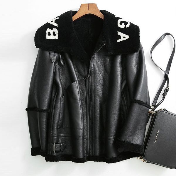 2019 winter jacket women genuine real lamb fur collar bomber leather jacket sheepskin shearling coat mixed leather jackets 72, Black
2019 winter jacket women genuine real lamb fur collar bomber leather jacket sheepskin shearling coat mixed leather jackets 72, Black