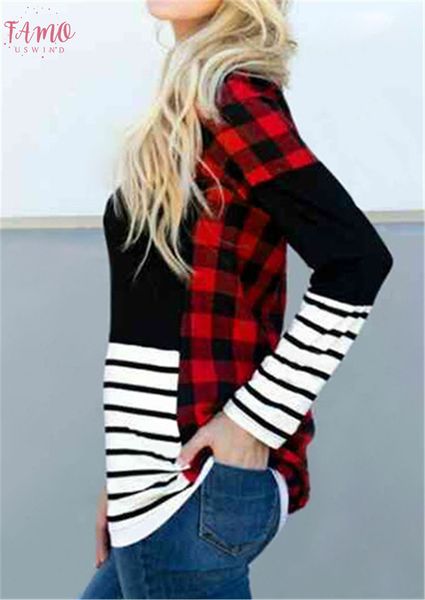 plaid long sleeve t shirt women stitching stripe tee autumn casual tee fashion female loose t shirt spring stylish tee, White
plaid long sleeve t shirt women stitching stripe tee autumn casual tee fashion female loose t shirt spring stylish tee, White