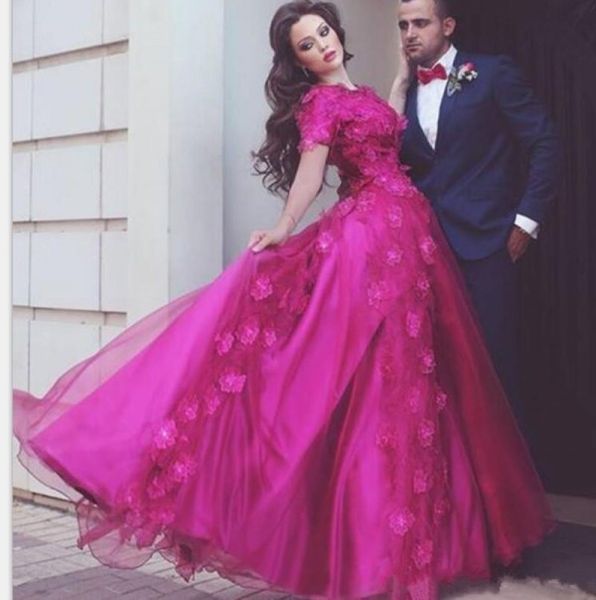 latest 2019 arabic prom dresses fuchsia jewel neck short sleeves 3d-floral appliques puffy a line lace and tulle arabic evening dresses uk, Black
latest 2019 arabic prom dresses fuchsia jewel neck short sleeves 3d-floral appliques puffy a line lace and tulle arabic evening dresses uk, Black