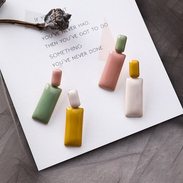 s925 pin anti-allergy hit color green pink glaze geometric long dangle earrings for women sweet fashion korean fashion jewelry, Silver
s925 pin anti-allergy hit color green pink glaze geometric long dangle earrings for women sweet fashion korean fashion jewelry, Silver