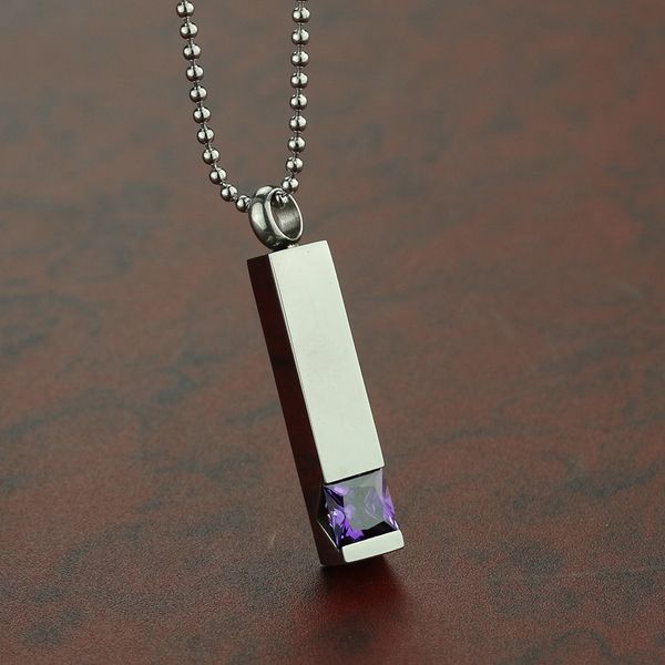 fashion square pillar perfume bottle pendant purple multilayer stone pet ashes urn cremation necklace stainless steel sunvenir, Silver
fashion square pillar perfume bottle pendant purple multilayer stone pet ashes urn cremation necklace stainless steel sunvenir, Silver