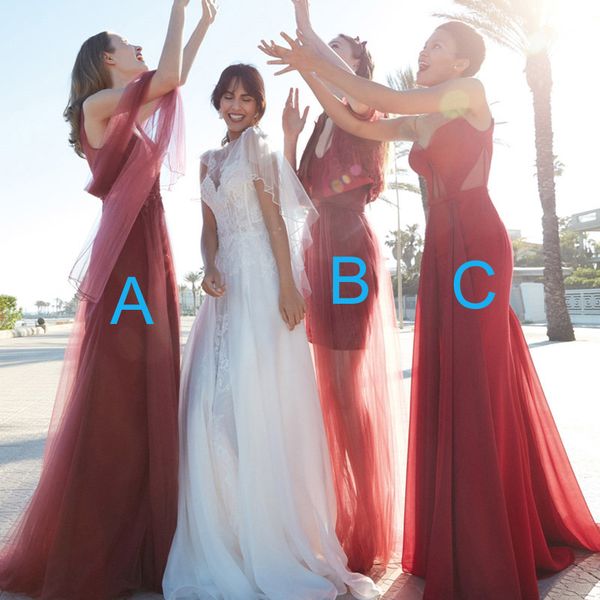 multi style long formal sheath column bridesmaids dresses for wedding party burgundy dark red ruched tulle lace appliques maid of honor gown, White;pink
multi style long formal sheath column bridesmaids dresses for wedding party burgundy dark red ruched tulle lace appliques maid of honor gown, White;pink
