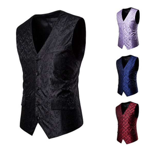 men's vests fashion floral red suit vest 2021 single breasted double pocket v-neck waistcoat men wedding banquet tuxedo gilet homme, Black;white
men's vests fashion floral red suit vest 2021 single breasted double pocket v-neck waistcoat men wedding banquet tuxedo gilet homme, Black;white