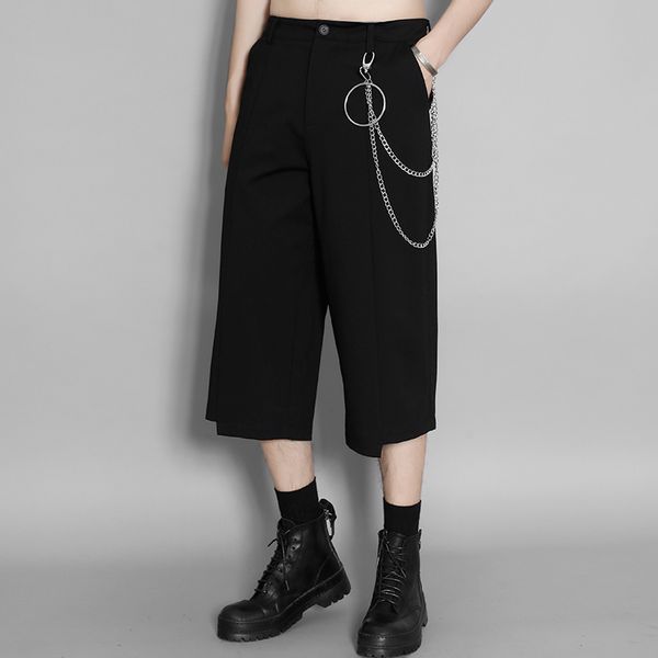 men's hong kong style chain pendant personality loose and wild casual seven-point wide-leg pants men's tide, Black
men's hong kong style chain pendant personality loose and wild casual seven-point wide-leg pants men's tide, Black