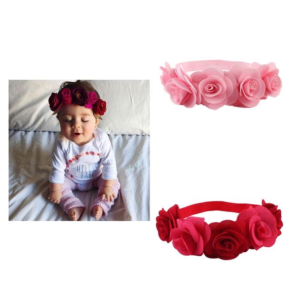 2xbaby flower headband kid flower hair for girls hairband headwear, Slivery;white