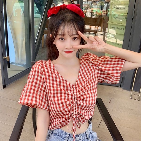 plaid short-sleeved women's sense of design niche ins fashionable shirt french short navel-exposed shirt, White
plaid short-sleeved women's sense of design niche ins fashionable shirt french short navel-exposed shirt, White