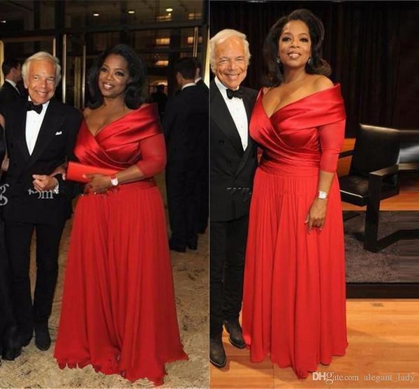 formal oprah winfrey off shoulder mother of the bride dresses with half sleeve plus size ruched red chiffon mother formal occasion gown, Black;red
formal oprah winfrey off shoulder mother of the bride dresses with half sleeve plus size ruched red chiffon mother formal occasion gown, Black;red