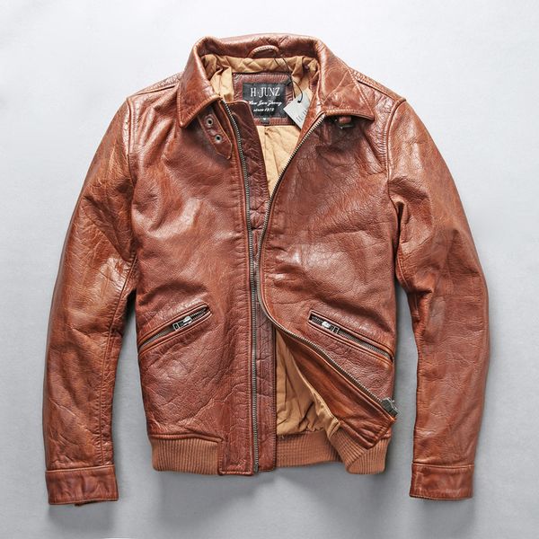 men's motorcycle jacket cow leather slim short lapels genuine leather jacket men autumn and winter coat male, Black
men's motorcycle jacket cow leather slim short lapels genuine leather jacket men autumn and winter coat male, Black