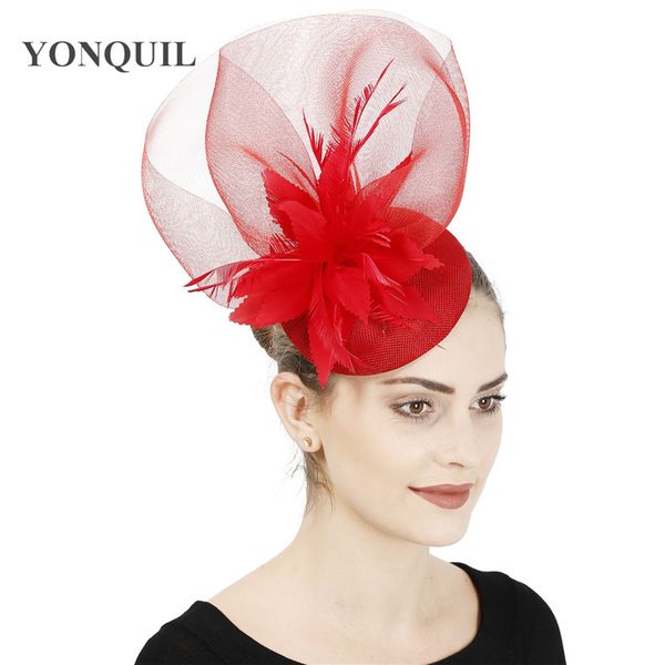 red fashion hair fascinator hat headband elegant show race headwear fancy feather flower nice sinamay millinery for ladies event
red fashion hair fascinator hat headband elegant show race headwear fancy feather flower nice sinamay millinery for ladies event
