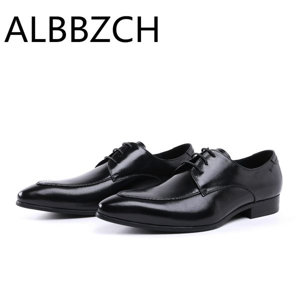 pointed toes genuine leather dress shoes men derby wedding shoes fashion sewing design quality cow leather work size 37-44, Black
pointed toes genuine leather dress shoes men derby wedding shoes fashion sewing design quality cow leather work size 37-44, Black