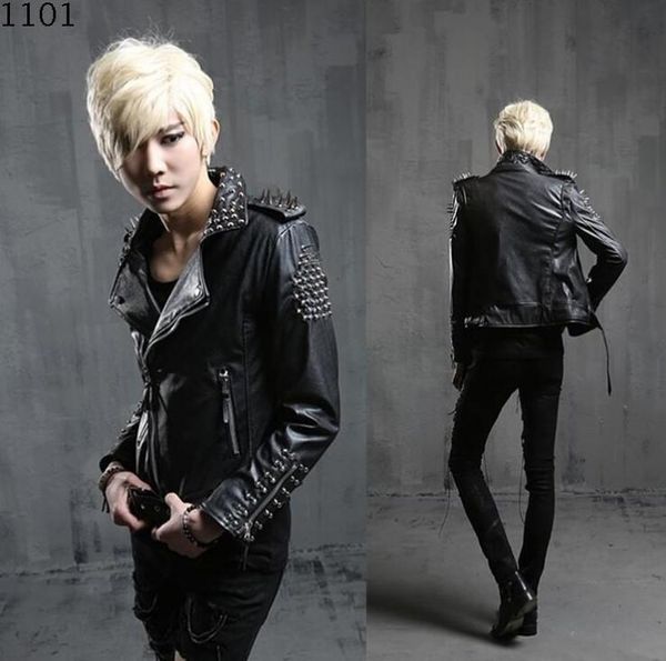 men's lapel leather slim fashion new rock singer costume punk stage rivet black short pu leather jacket m--2xl
men's lapel leather slim fashion new rock singer costume punk stage rivet black short pu leather jacket m--2xl