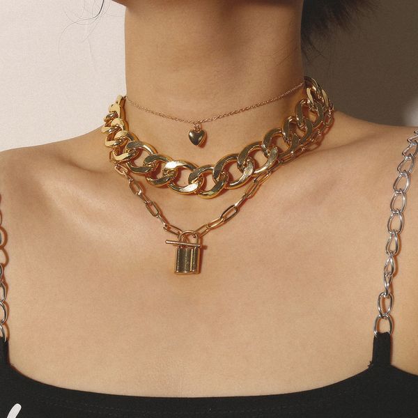 diezi hip hop lock heart pendant necklaces 2020 vintage thick chain choker necklaces women men multilayer statement jewelry, Silver
diezi hip hop lock heart pendant necklaces 2020 vintage thick chain choker necklaces women men multilayer statement jewelry, Silver