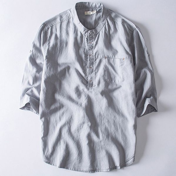 men's causal shirt short sleeve button cotton linen solid color loose blouse, White;black
men's causal shirt short sleeve button cotton linen solid color loose blouse, White;black