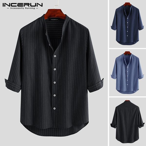 men's casual shirts 2021 summer man striped 3/4 sleeve solid color stand collar shirt cotton loose blouse male business brand 7, White;black
men's casual shirts 2021 summer man striped 3/4 sleeve solid color stand collar shirt cotton loose blouse male business brand 7, White;black
