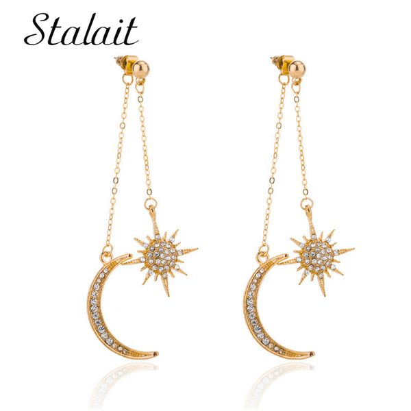new vintage moon star drop earrings jewelry gold color rhinestones crescent star earrings for women, Silver
new vintage moon star drop earrings jewelry gold color rhinestones crescent star earrings for women, Silver