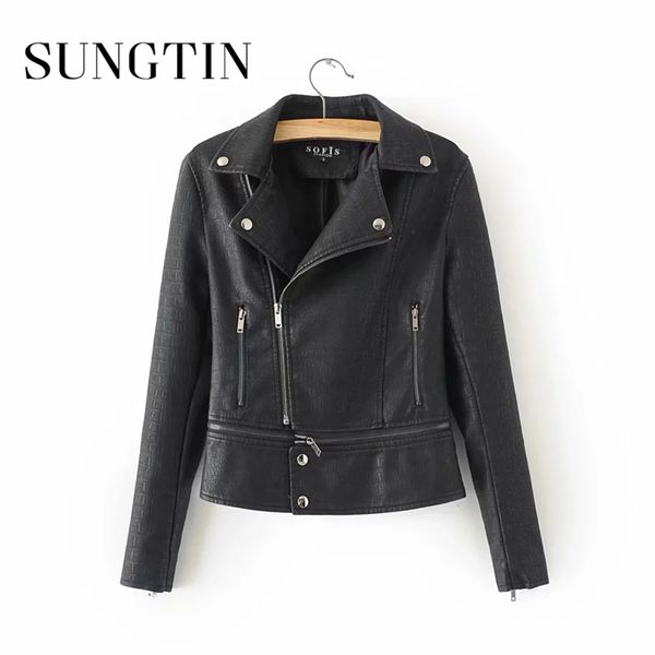 sungtin autumn women black short pu leather jacket fashion motorcycle biker coat ladies soft faux leather jacket hem detachable
sungtin autumn women black short pu leather jacket fashion motorcycle biker coat ladies soft faux leather jacket hem detachable