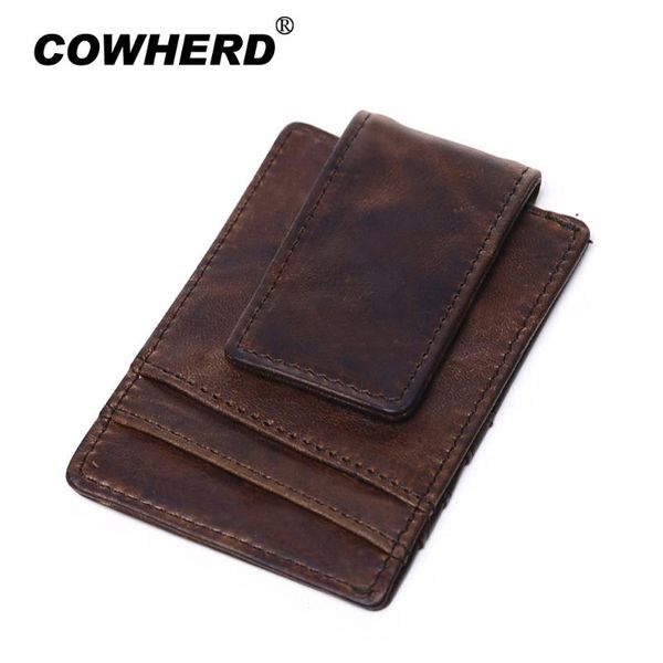 cowherd men money clips vintage genuine leather front pocket clamp money holder magnet magic clip wallet id card case, Black
cowherd men money clips vintage genuine leather front pocket clamp money holder magnet magic clip wallet id card case, Black